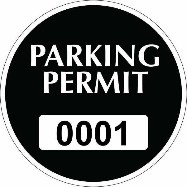 Lustre-Cal Repositionable Parking Permit Black 3in x 3in  Circle Serialized 001-050, 50PK 253743Py1KDi0001